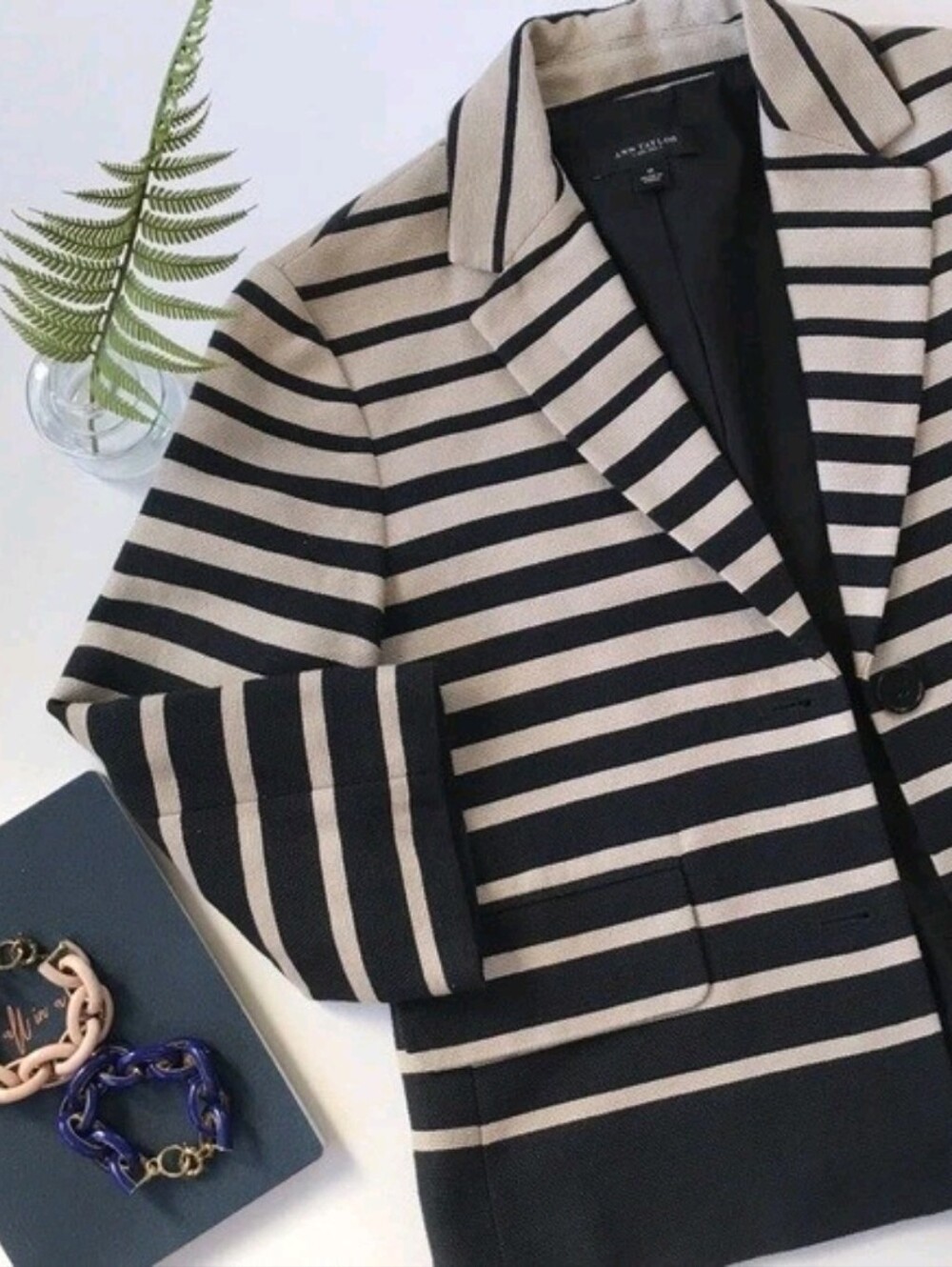 Ann Taylor Striped Cropped Blazer